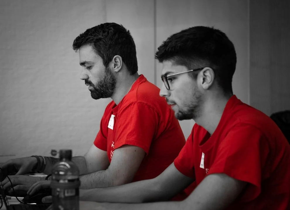 A team collaborating around a table